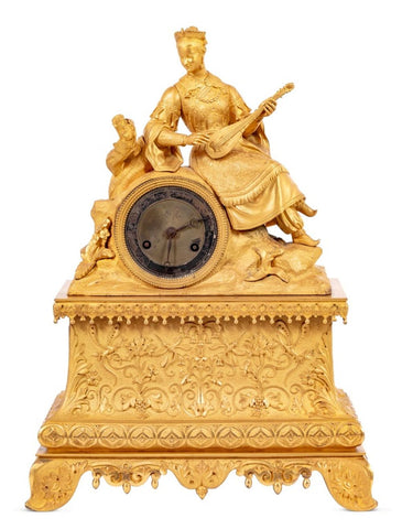 French Empire Gilt Metal Figural Clock
