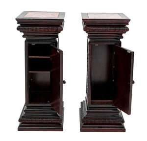 Victorian Style Mahogany & Marble Pedestals, Pair (9816554602803)