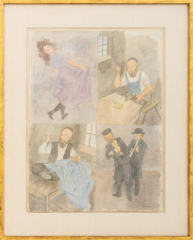 Raphael Soyer Figural Narrative Mixed Media