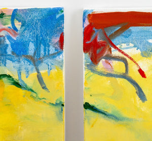 Robert O'Meara Abstract in Yellow Triptych Oil (9790460035379)