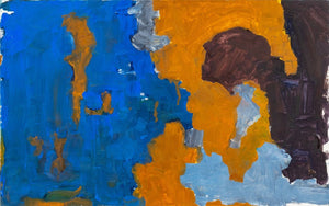 Robert O'Meara Abstract in Blue and Brown Oil (9745211130163)