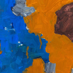 Robert O'Meara Abstract in Blue and Brown Oil (9745211130163)