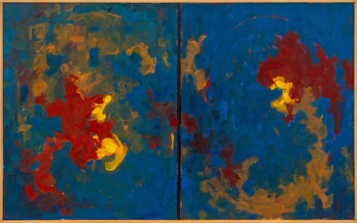 Robert O'Meara Abstract Composition Diptych Oil