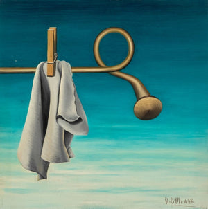 Robert O'Meara Surrealist Clothesline Oil on Board (9891343696179)