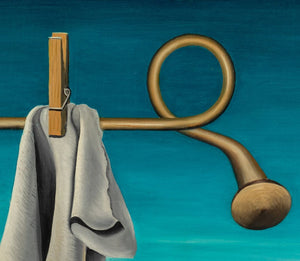 Robert O'Meara Surrealist Clothesline Oil on Board (9891343696179)