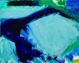 Robert O'Meara Abstract in Blues and Greens Oil (9790492279091)