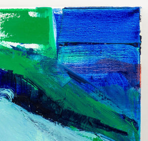 Robert O'Meara Abstract in Blues and Greens Oil (9790492279091)