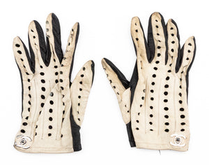 Chanel Black and White Leather Gloves, Pair (9742198669619)