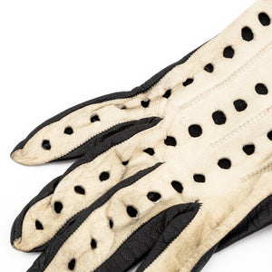Chanel Black and White Leather Gloves, Pair (9742198669619)