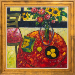 S. Montey Still Life of Bouquet and Fruit Acrylic (9807279882547)