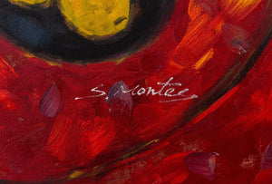 S. Montey Still Life of Bouquet and Fruit Acrylic (9807279882547)