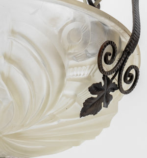French Art Deco Pressed Glass and Metal Chandelier (9742203126067)