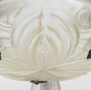 French Art Deco Pressed Glass and Metal Chandelier (9742203126067)