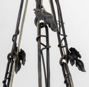French Art Deco Pressed Glass and Metal Chandelier (9742203126067)