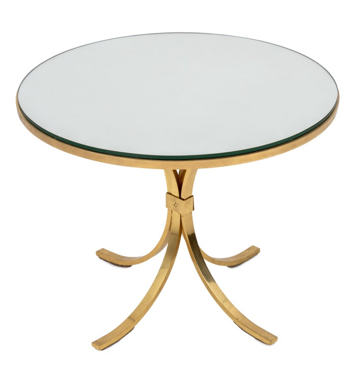 Roger Thibier Style Glass Top Brass Side Table