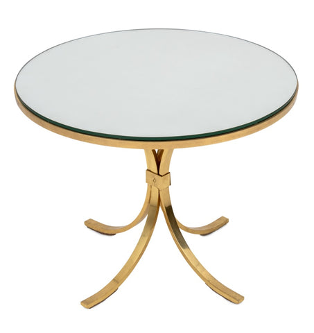Roger Thibier Style Glass Top Brass Side Table