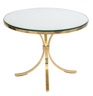 Modern Brass and Glass Top Circular Side Table (9742200078643)