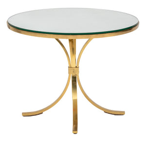 Modern Brass and Glass Top Circular Side Table (9742200078643)