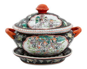 Chinese Famille Noir Porcelain Tureen & Underplate (9742198505779)