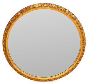 Floral Motif Circular Giltwood Wall Mirror (9742194966835)
