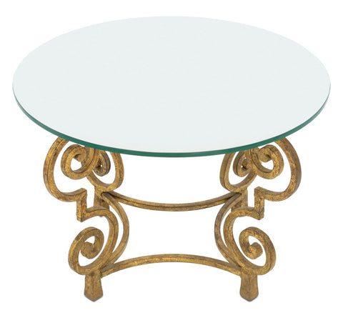 Art Deco Glass Top Giltwood Circular Side Table