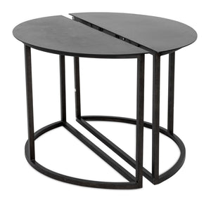 Minimalist Black Metal Demilune Tables, Pair (9742200504627)