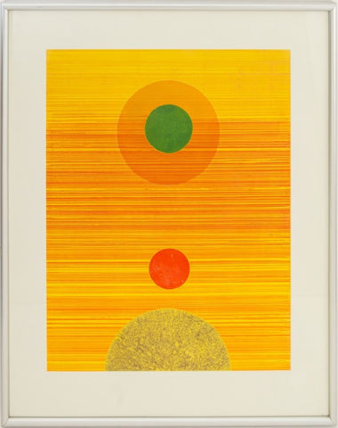 Gabor Peterdi Abstract Composition Yellow Etching