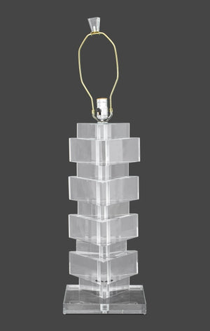 Karl Springer Style Triangular Column Lucite Lamp (9742204404019)