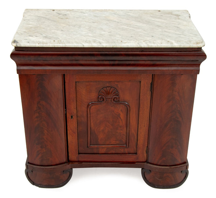 American Classical Marble Top Mahogany Cabinet