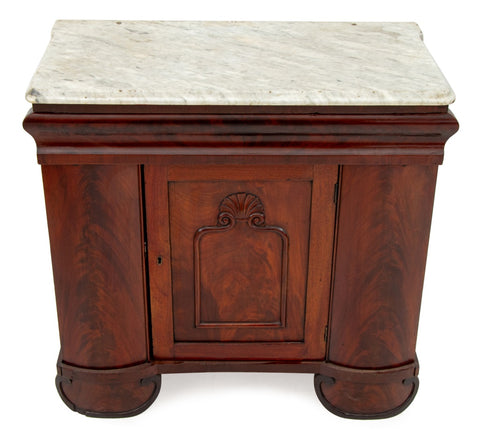 American Classical Marble Top Mahogany Cabinet