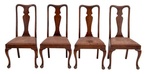 Queen Anne Style Walnut Dining Chairs, 4 (9742200799539)