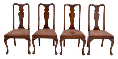 Queen Anne Style Walnut Dining Chairs, 4