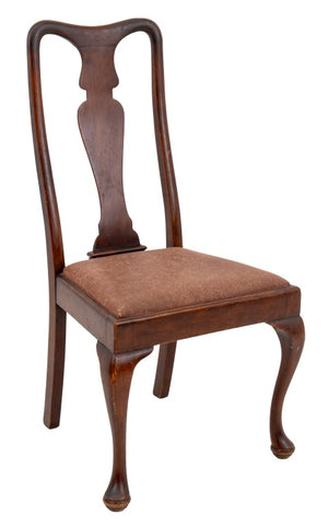 Queen Anne Style Walnut Dining Chairs, 4 (9742200799539)