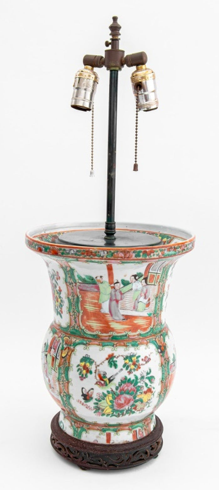 Chinese Famille Rose Porcelain Vase Mounted Lamp