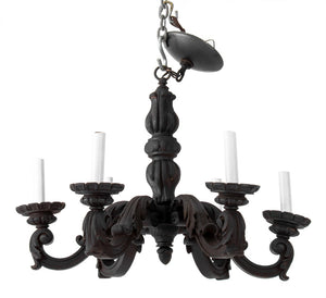 Louis XVI Style Carved Wood Six-Light Chandelier (9742203420979)