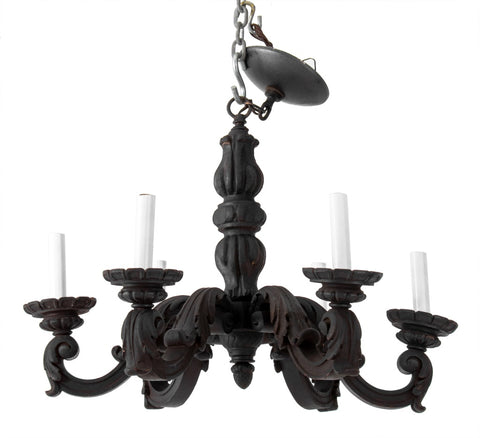 Louis XVI Style Carved Wood Six-Light Chandelier