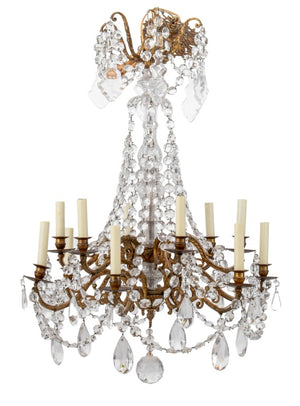Italian Empire Style Gilt Metal Crystal Chandelier (9742203486515)