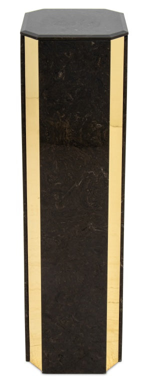 Karl Springer Style Stone and Brass Pedestal (9742201127219)