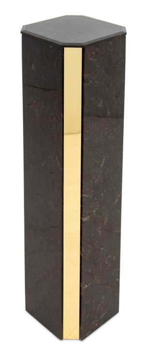 Karl Springer Style Stone and Brass Pedestal (9742201127219)