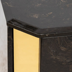Karl Springer Style Stone and Brass Pedestal (9742201127219)