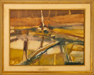 American School Abstract Landscape Oil on Board (9800984494387)