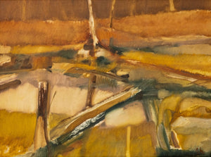 American School Abstract Landscape Oil on Board (9800984494387)