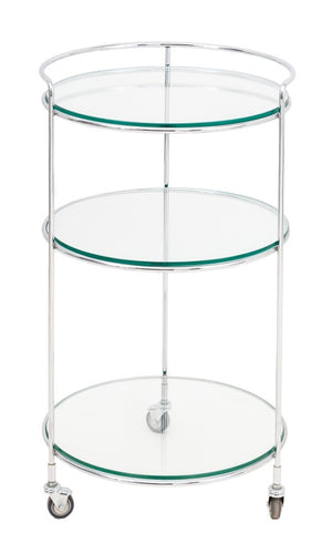 Modern Three-Tier Chrome Plated Glass Bar Cart (9742201946419)