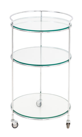 Modern Three-Tier Chrome Plated Glass Bar Cart