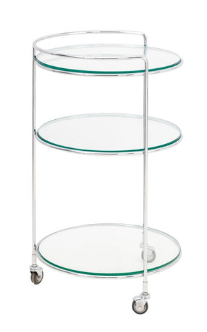 Modern Three-Tier Chrome Plated Glass Bar Cart (9742201946419)