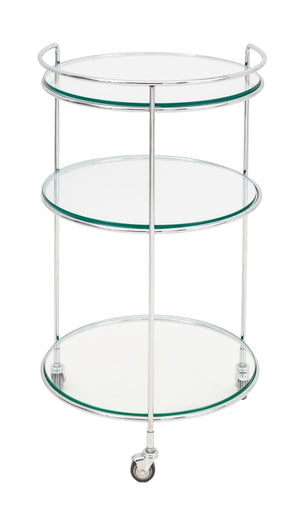 Modern Three-Tier Chrome Plated Glass Bar Cart (9742201946419)
