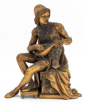 French Gilt Cast Metal Lute Player (9805718159667)