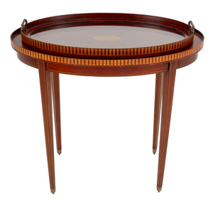 Sheraton Style Parquetry Mahogany Oval Tray Table (9742202306867)
