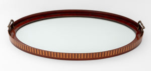 Sheraton Style Parquetry Mahogany Oval Tray Table (9742202306867)
