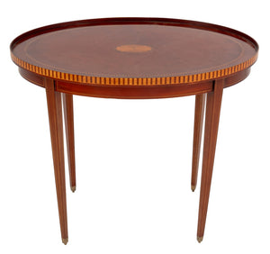 Sheraton Style Parquetry Mahogany Oval Tray Table (9742202306867)
